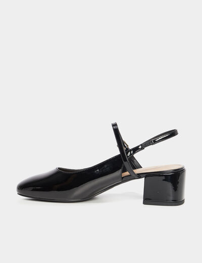 Ballerines à talons vernies noir femme