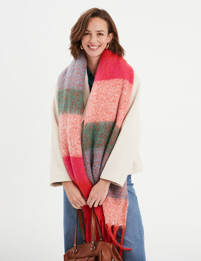 &Eacute;charpe longue &agrave; frange orange corail femme
