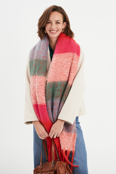 &Eacute;charpe longue &agrave; frange orange corail femme