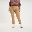 Pantalon chino taille haute coton beige femme grande taille