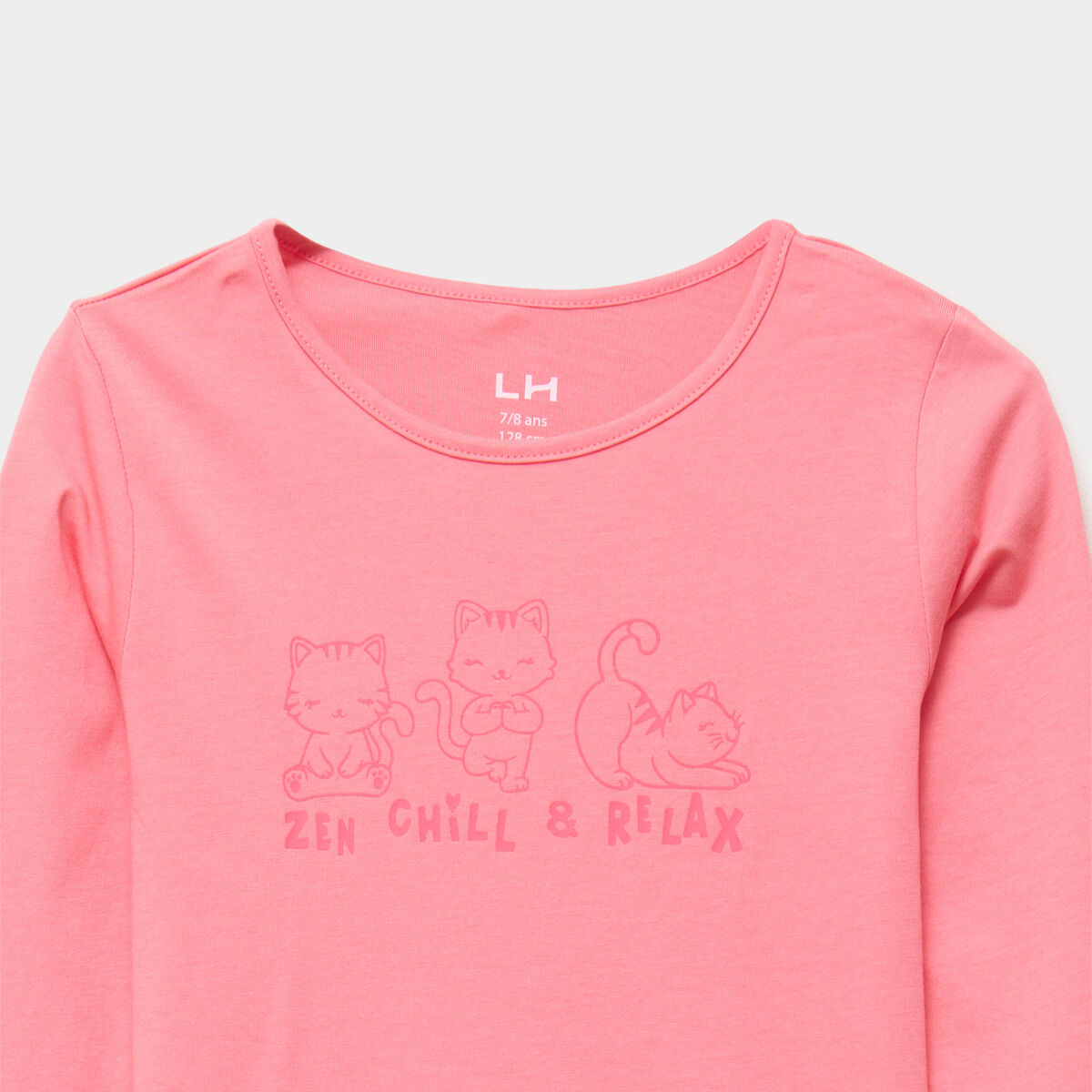 Ensemble pyjama pantalon t-shirt coton rose framboise fille