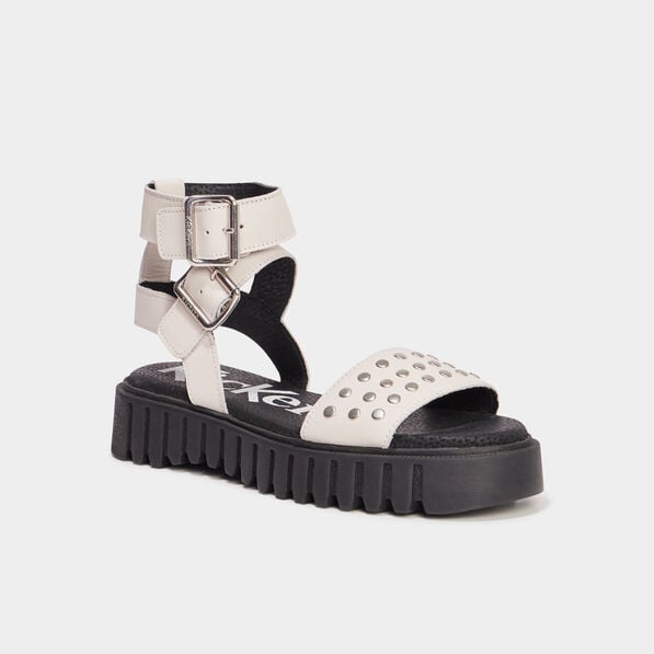 sandales plateformes clous cuir kickers blanc femme Sandales plateformes clous cuir Kickers blanc femme