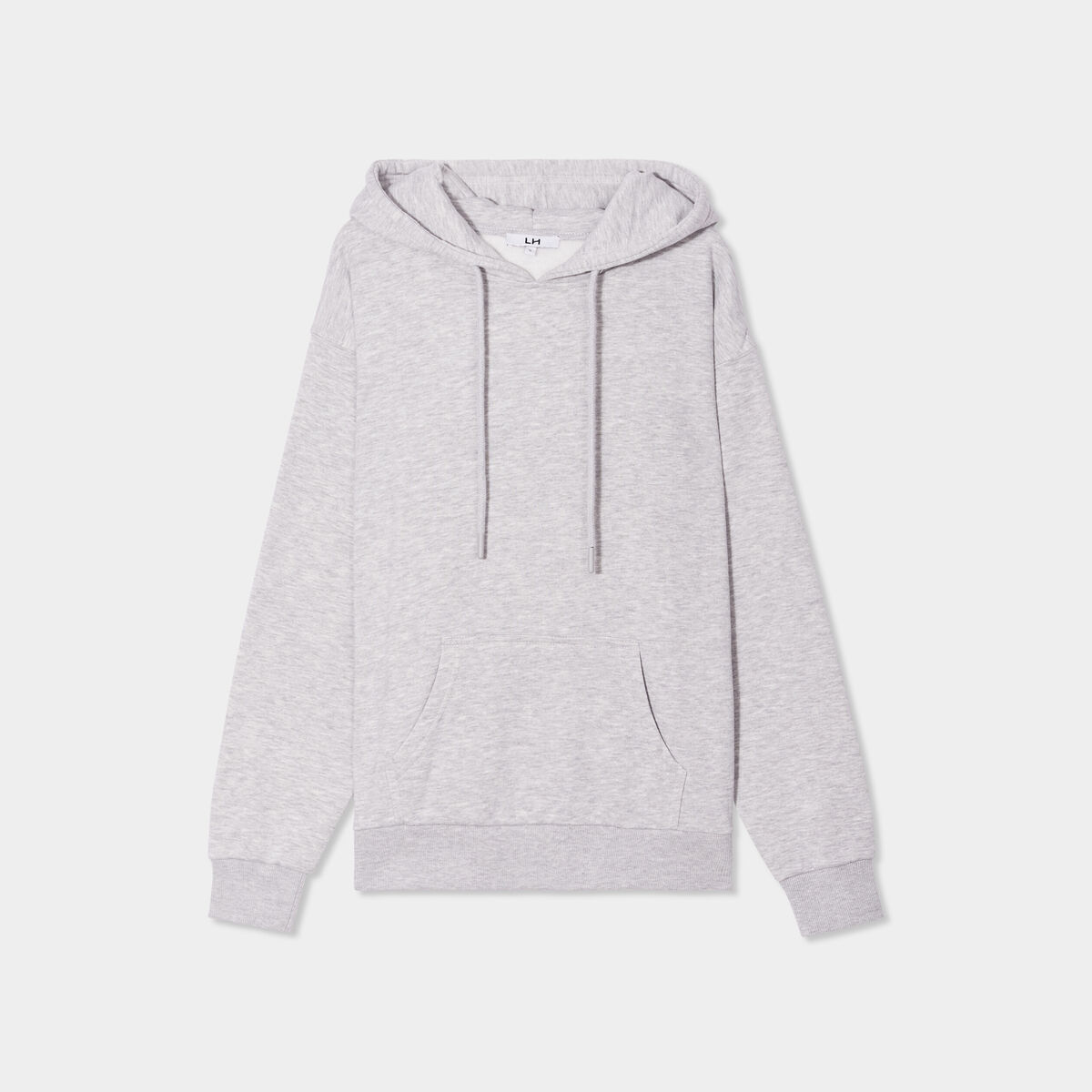 Sweat hoodie molleton &agrave; capuche gris clair femme