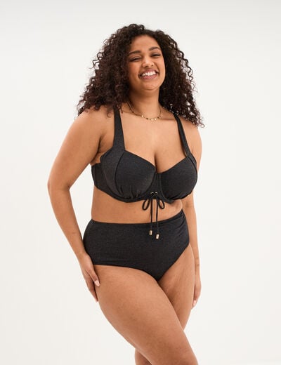 Haut de maillot de bain corbeille noir femme grande taille