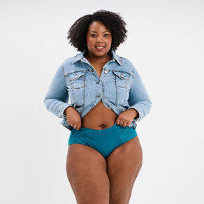 Shorty en coton bleu canard femme grande taille