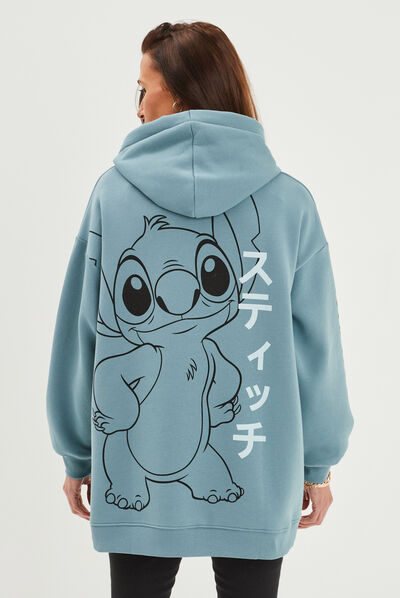 Sweat à capuche hoodie oversize Stitch bleu femme