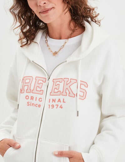 Sweat zippé à capuche Creeks Original blanc femme