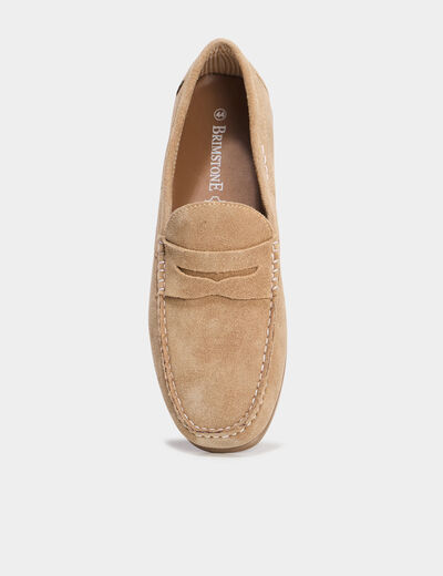 Mocassins en cuir daim sable homme