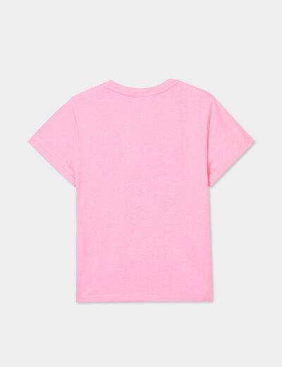 T-shirt manches courtes Stitch rose fluo fille