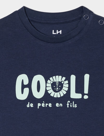 T-shirt col rond manches longues coton bleu marine bébé garçon