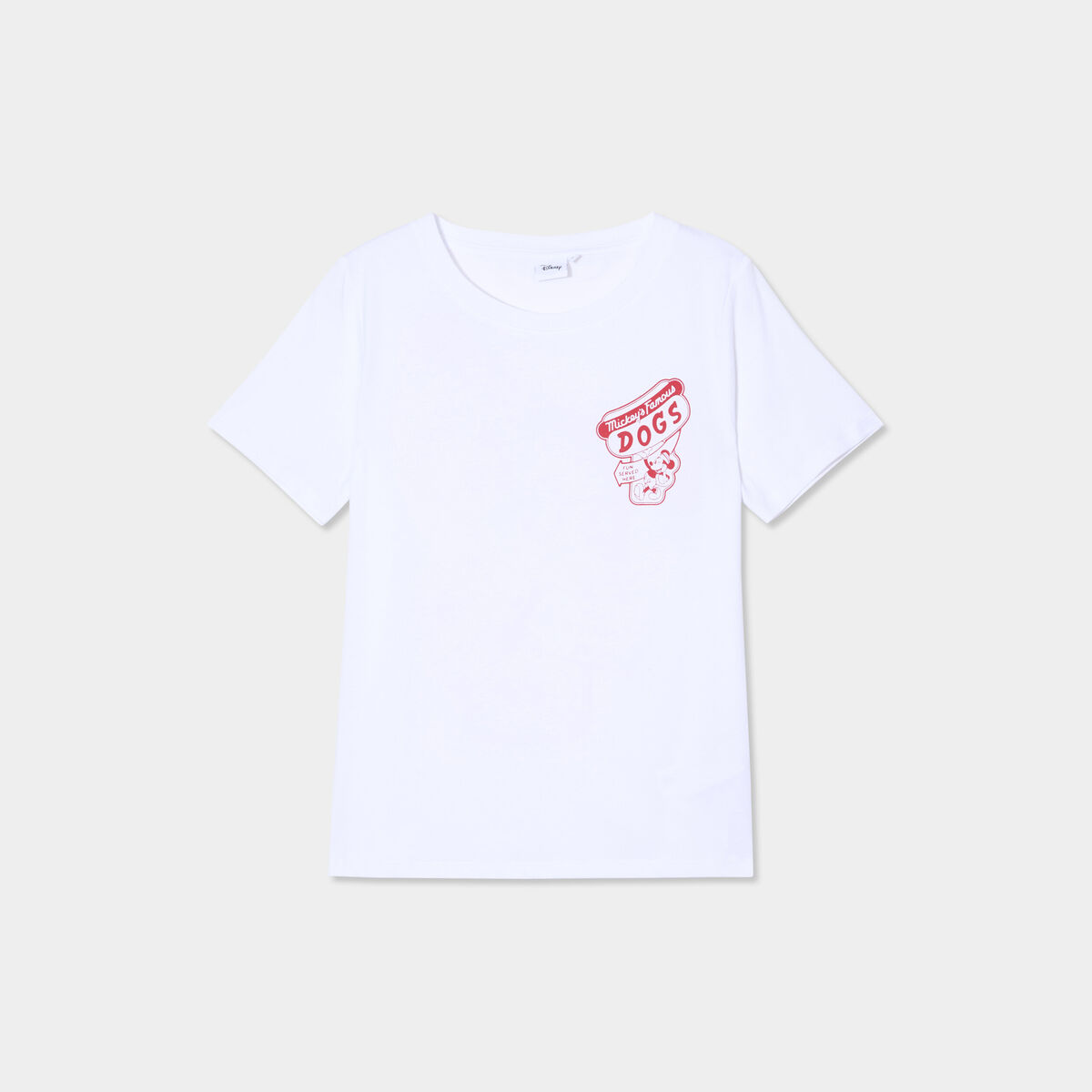 T-shirt manches courtes coton Mickey blanc femme