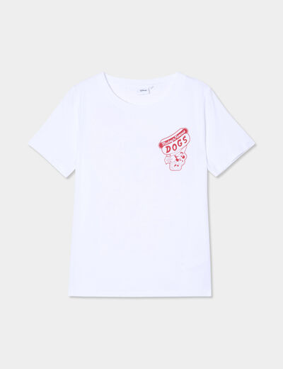 T-shirt manches courtes coton Mickey blanc femme