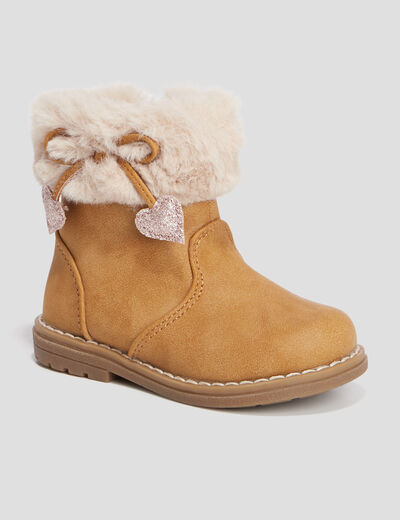 Bottines avec détails noeuds camel bébé fille