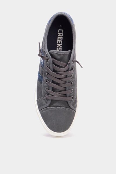Baskets basses en toile effet denim gris homme