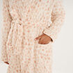 Peignoir court effet velours ceintur&eacute; rose femme