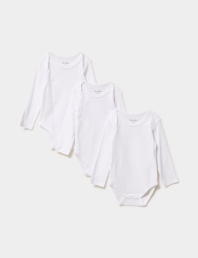Lot 3 bodies US manches longues blanc b&eacute;b&eacute;