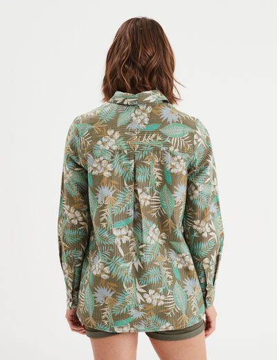 Chemise manches longues vert kaki femme