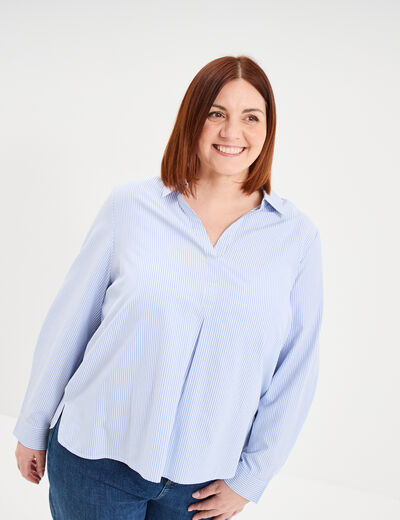 Blouse col en V &agrave; revers blanc femme grande taille