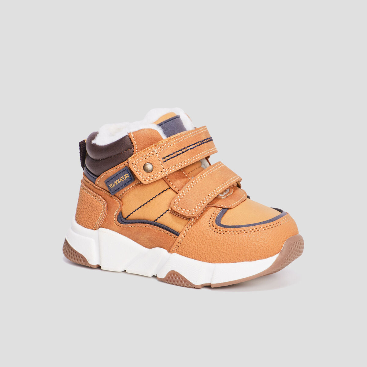Baskets montantes fourrées scratchs marron bébé garçon