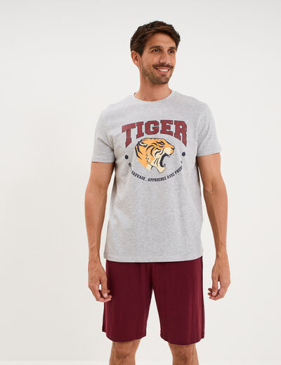 Ensemble pyjama short et t-shirt gris clair homme