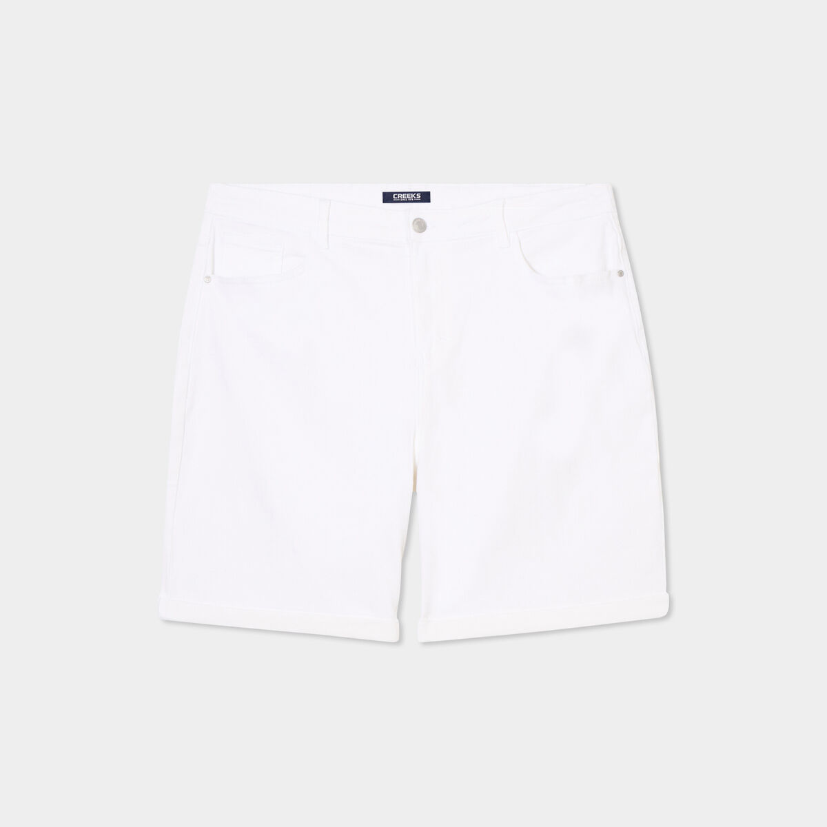 Short en jean droit 5 poches denim blanc femme grande taille