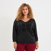 Pull manches 3/4 chauve-souris noir femme grande taille