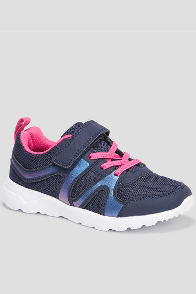 Baskets running à scratchs bleu marine fille