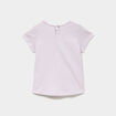 T-shirt paillettes manches courtes coton parme b&eacute;b&eacute; fille