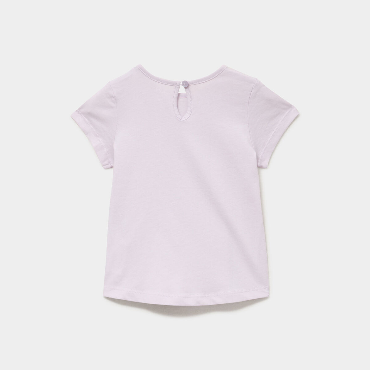 T-shirt paillettes manches courtes coton parme b&eacute;b&eacute; fille