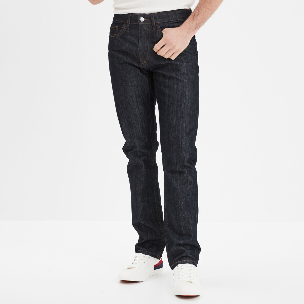 Jeans straight denim 5 poches denim brut homme