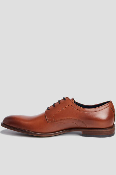 Derbies &agrave; lacets en cuir lisse marron homme
