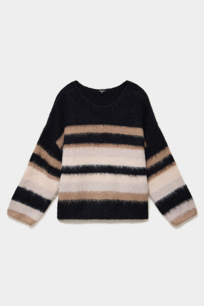 Pull col rond manches longues beige femme grande taille