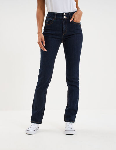Jean denim droit en coton denim brut femme