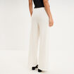 Pantalon large effet crochet &eacute;lastiqu&eacute; ecru femme