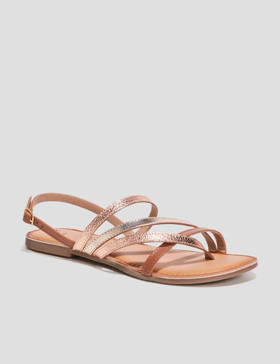 Sandales en cuir marron femme