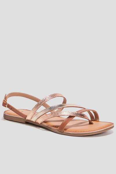 Sandales en cuir marron femme