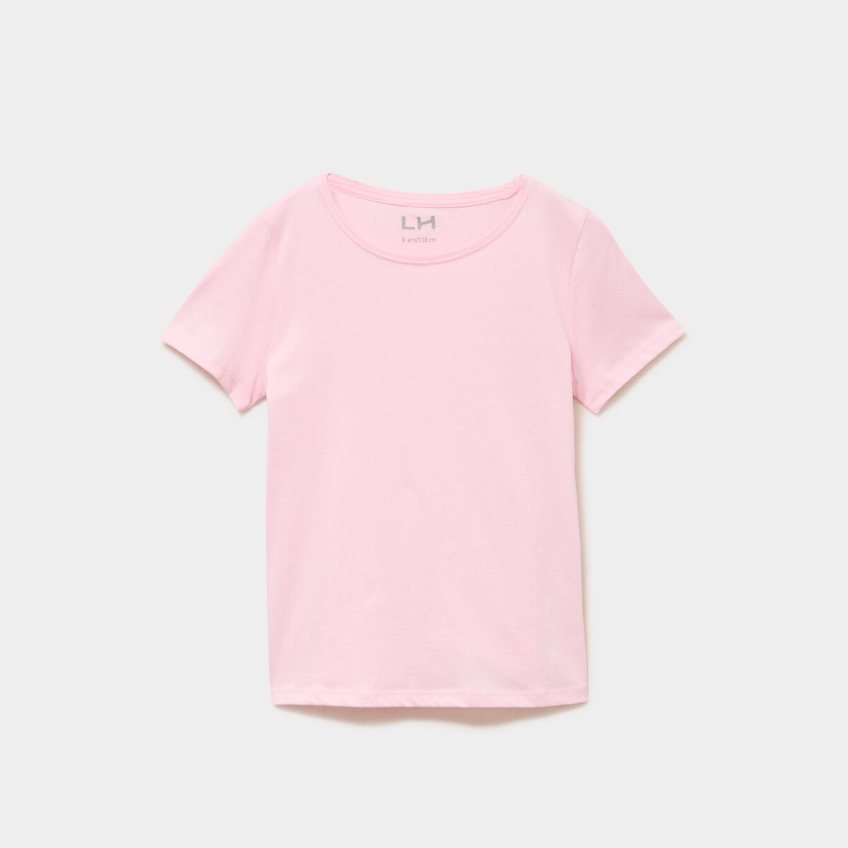 T-shirt manches courtes en coton rose clair fille