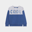 Sweat print col rond manches longues bleu foncé garçon