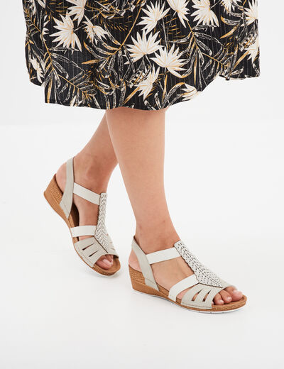 Sandales compensées cuir Confortissimo blanc femme