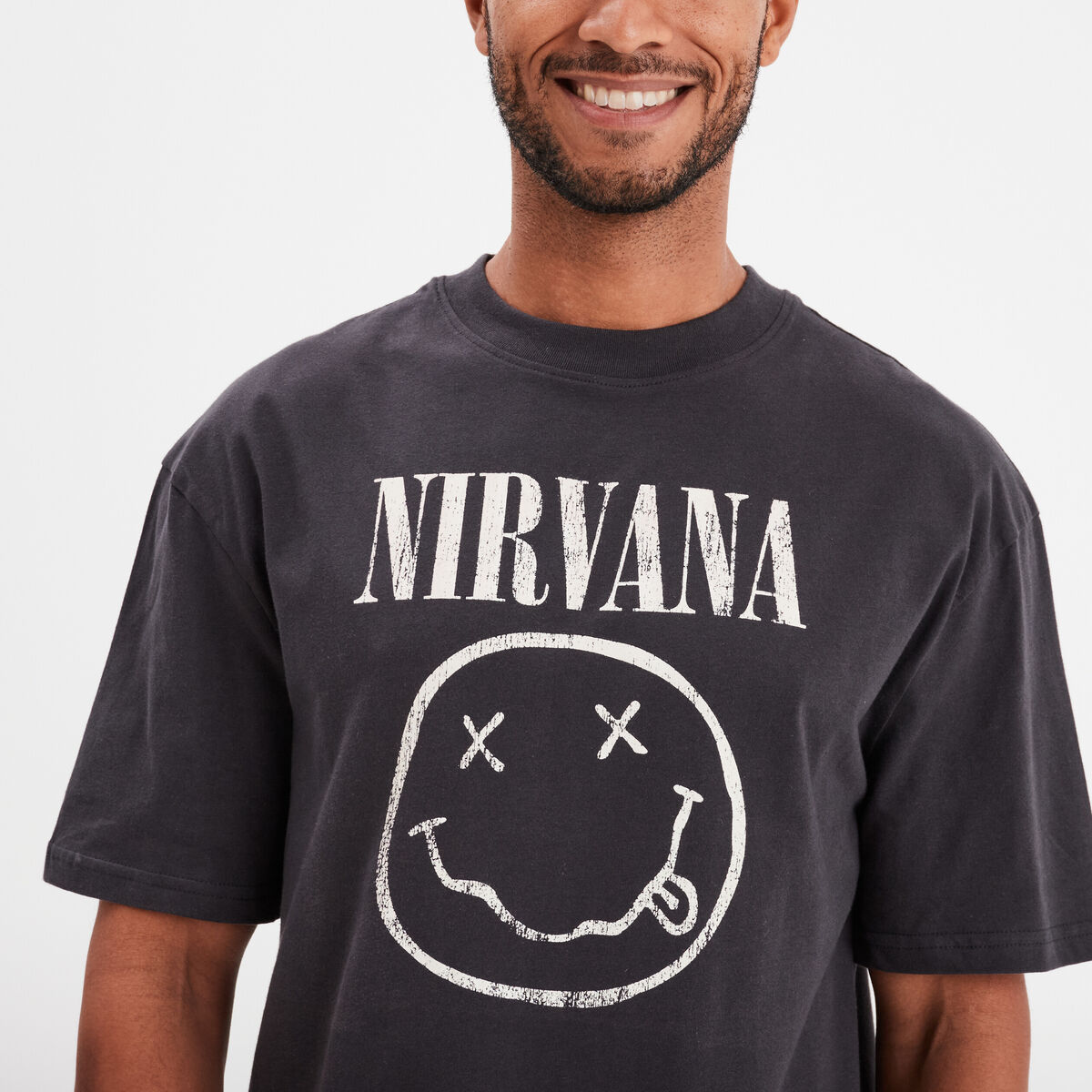 T-shirt manches courtes coton Nirvana gris foncé homme