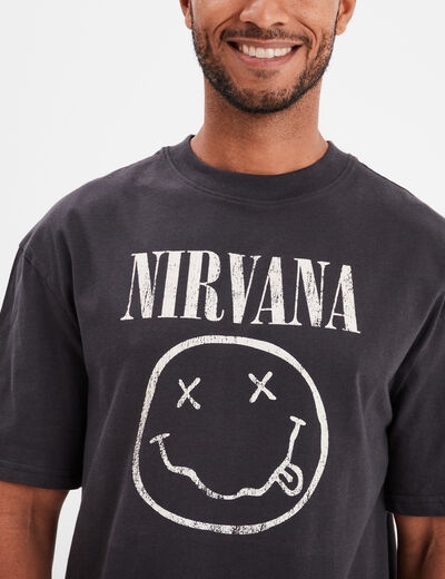 T-shirt manches courtes coton Nirvana gris foncé homme