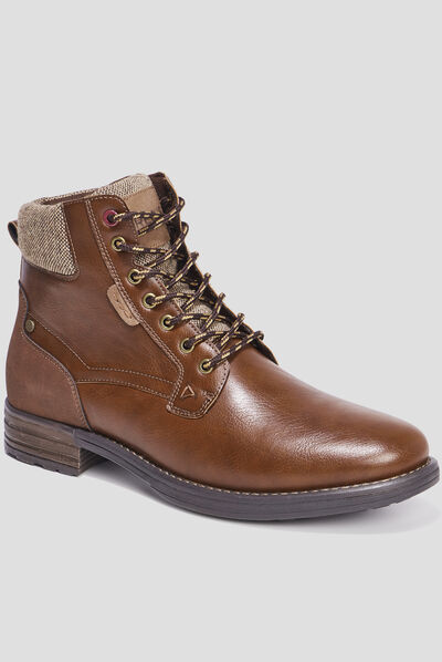 Bottines à lacets bi-matières Bicux marron homme