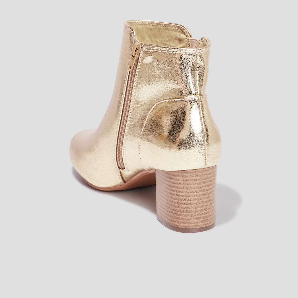 Bottines métallisées à talons jaune or femme