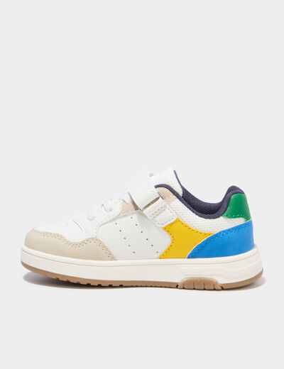 Tennis basses &agrave; scratchs bout renforc&eacute; multicolore gar&ccedil;on