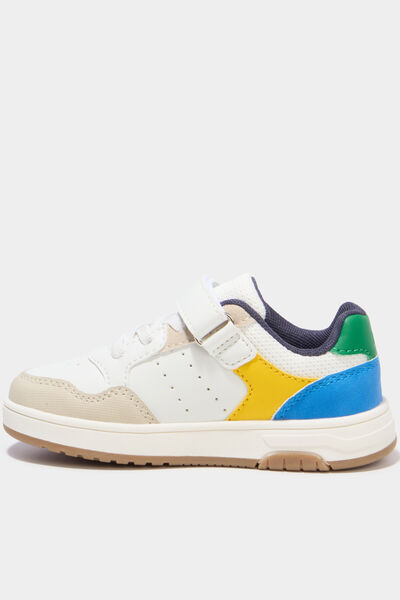 Tennis basses &agrave; scratchs bout renforc&eacute; multicolore gar&ccedil;on