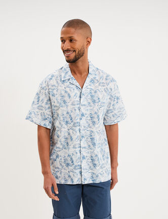 Chemise en coton manches courtes bleu homme