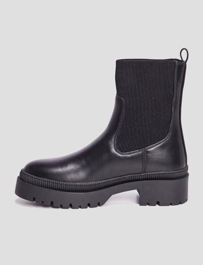Bottines ranger crantées noir femme