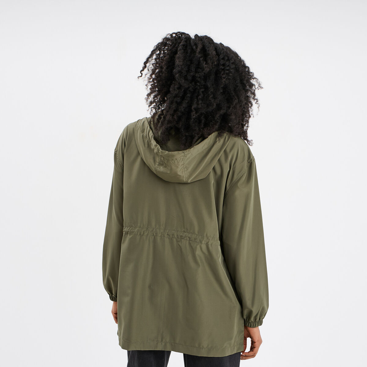 Coupe-vent &agrave; capuche imperm&eacute;able vert kaki femme