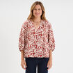 Blouse manches 3/4 ballons col tunisien terracotta femme
