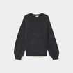 Pull col rond manches longues gris fonc&eacute; femme